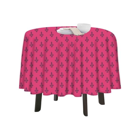 eloria Damask Printed Round Table Cloth Resistant Washable Decorative Table Cover for Dining Table