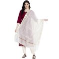 thumbnail image 1 of eloria Floral Off White Woman's Indian Ethnic Chunni, Dupatta, Stole, Scarf Shawl Wrap, 1 of 4