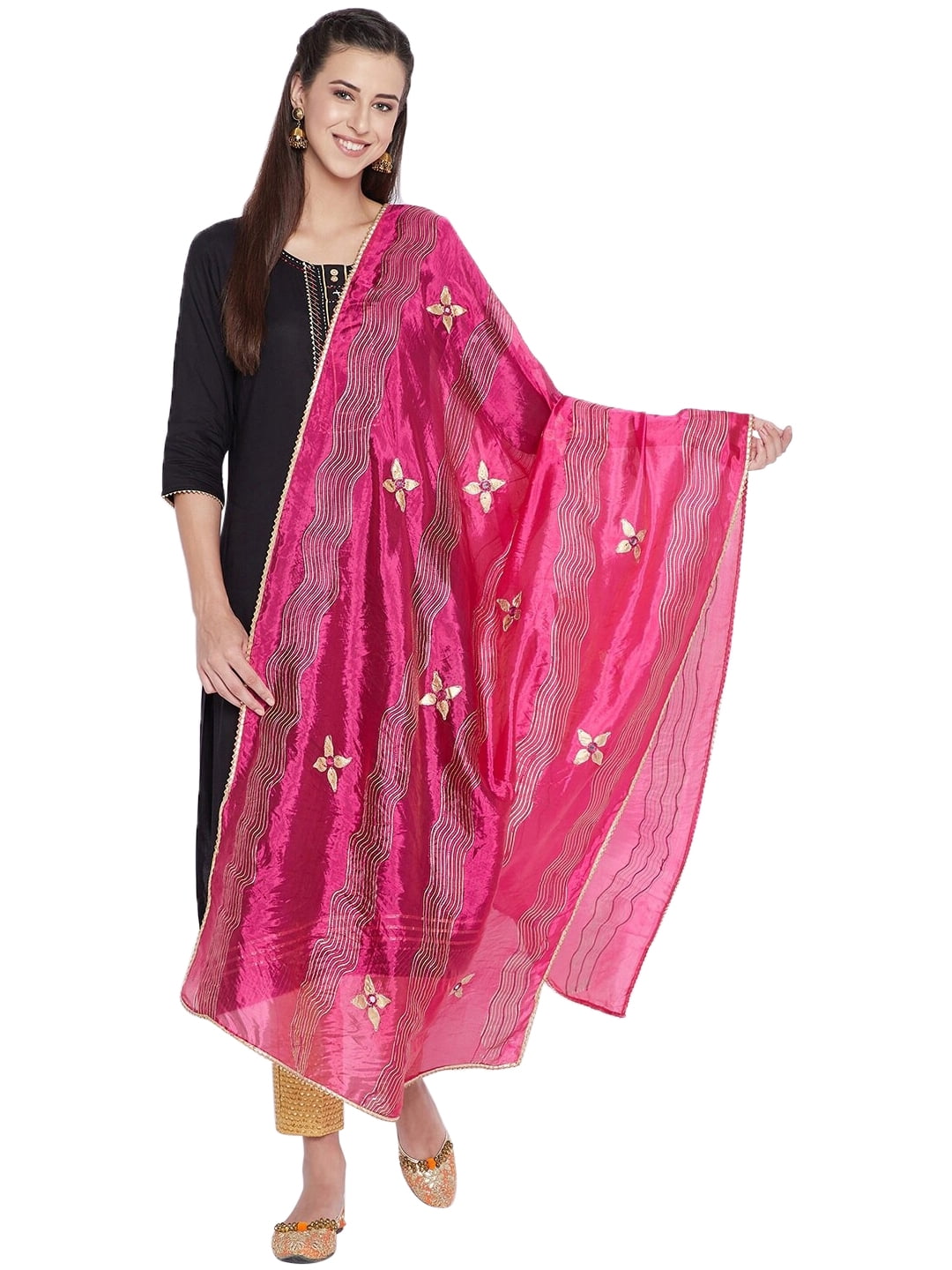 eloria Floral Pink Woman's Indian Ethnic Chunni, Dupatta, Stole, Scarf ...