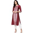 thumbnail image 1 of eloria Floral Printed Kurti With Three-Quarter Sleeves In Round Neck Design, 1 of 5