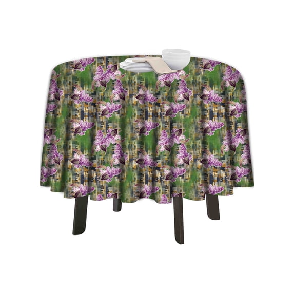 eloria Floral Printed Round Table Cloth Resistant Washable Decorative Table Cover for Dining Table