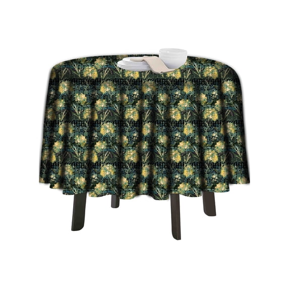 eloria Floral Printed Round Table Cloth Resistant Washable Decorative Table Cover for Dining Table
