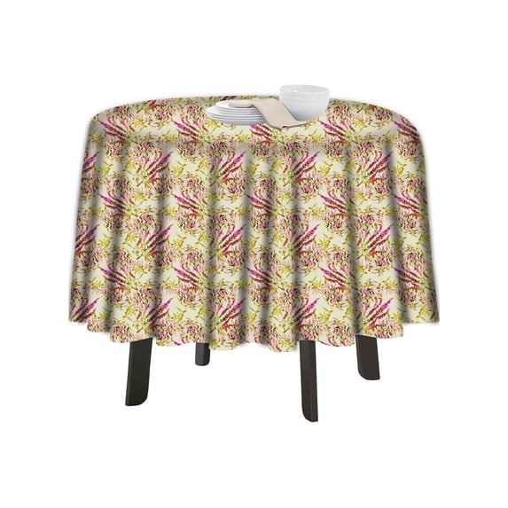 eloria Floral Printed Round Table Cloth Resistant Washable Decorative Table Cover for Dining Table