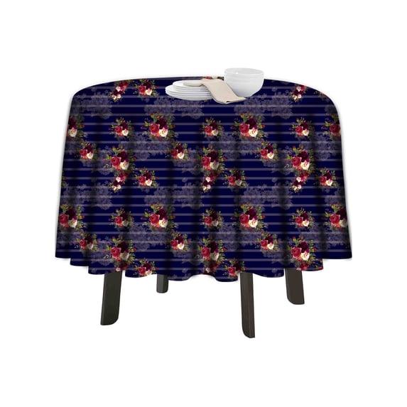eloria Floral Printed Round Table Cloth Resistant Washable Decorative Table Cover for Dining Table
