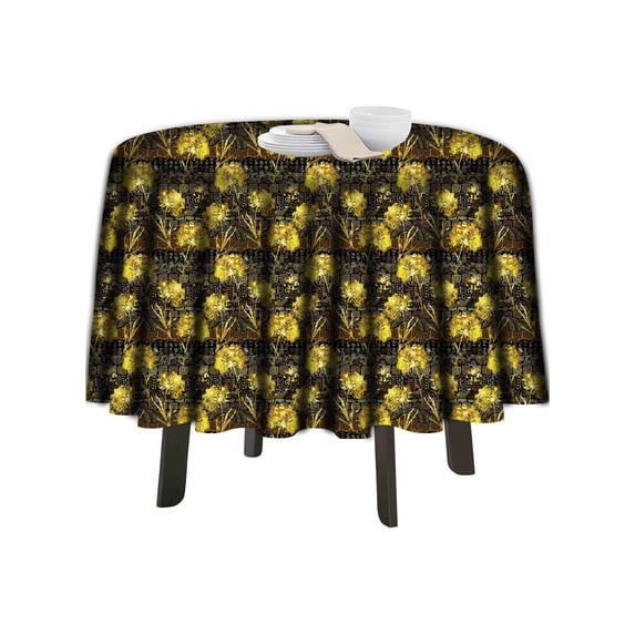 eloria Floral Printed Round Table Cloth Resistant Washable Decorative Table Cover for Dining Table