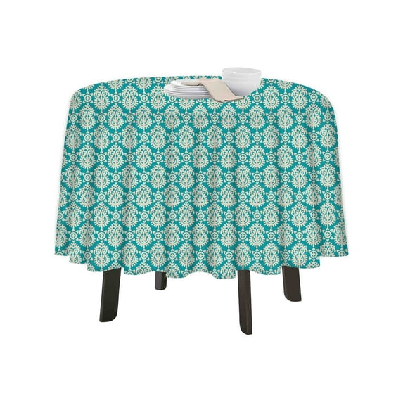 eloria Floral Printed Round Table Cloth Resistant Washable Decorative Table Cover for Dining Table
