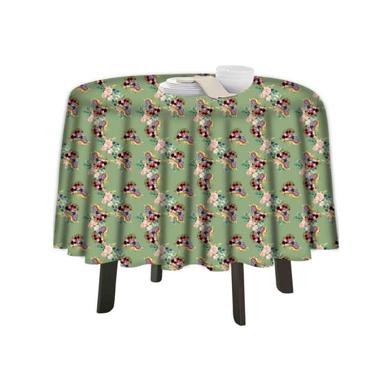 eloria Floral Printed Round Table Cloth Resistant Washable Decorative Table Cover for Dining Table