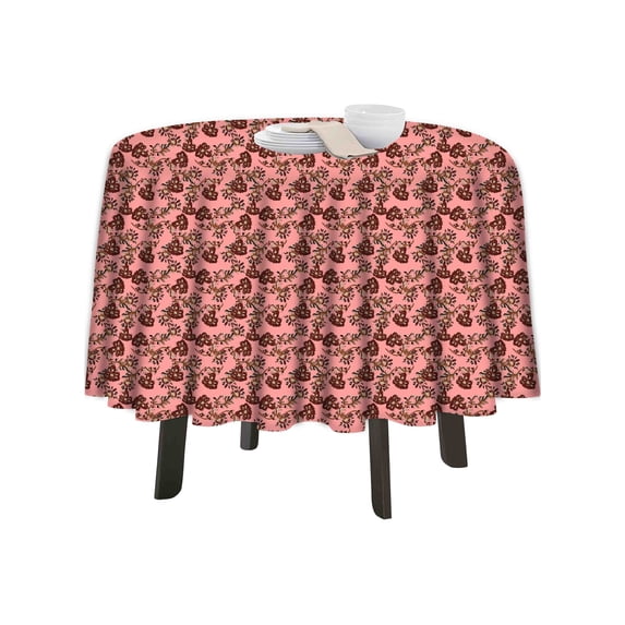 eloria Floral Printed Round Table Cloth Resistant Washable Decorative Table Cover for Dining Table