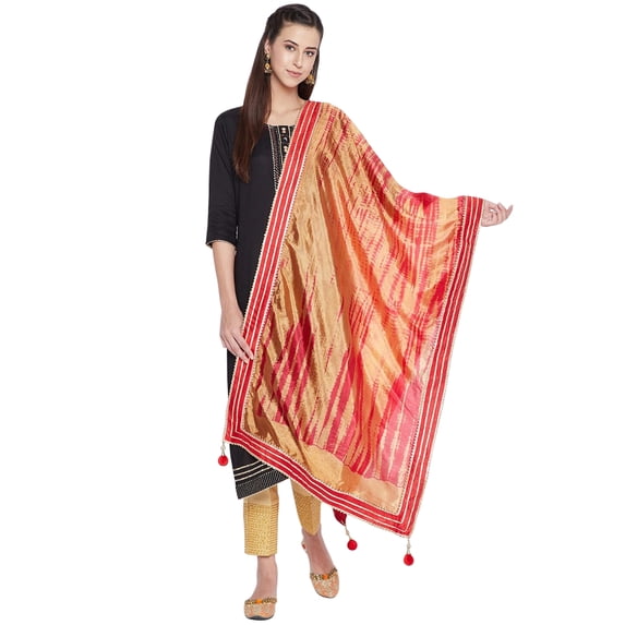 eloria Floral Red Woman's Indian Ethnic Chunni, Dupatta, Stole, Scarf Shawl Wrap