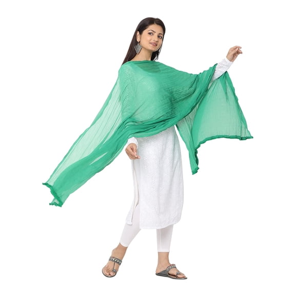 eloria Green 2.25 Meters Women Solid Chiffon Dupatta, Chunni, Scarf, Pack of 1