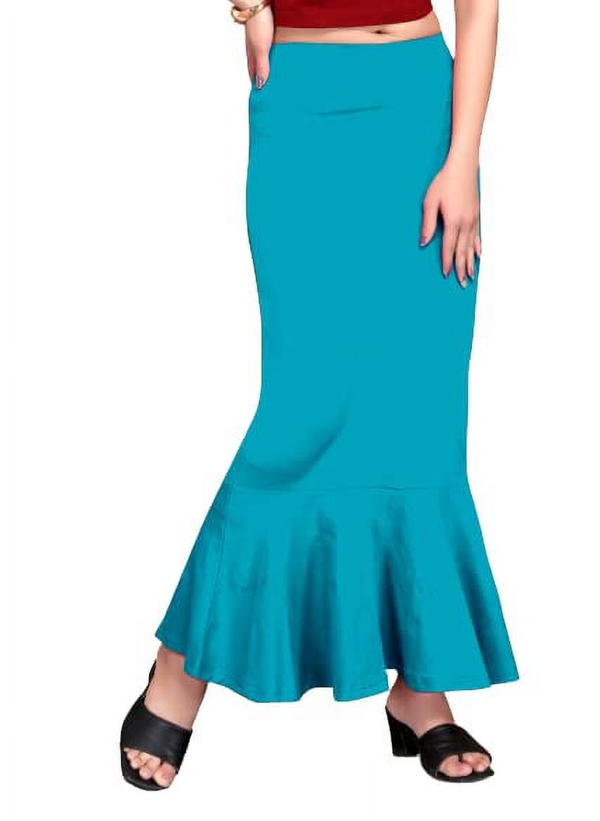 eloria Rama Green Soft Comfy Pleated Saree Silhouette Saree Shapewear Flare  Petticoat for Women Lycra Cotton Blended Petticoat Skirts for Women Shape  Wear Dress for Saree 