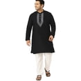 thumbnail image 1 of eloria Men's Art Silk Kurta Pajama Indian Traditional Suit Embroidered Casual Anniversary, Wedding, Party Dress Set, Color: Black, Plus Size: 48, 1 of 1
