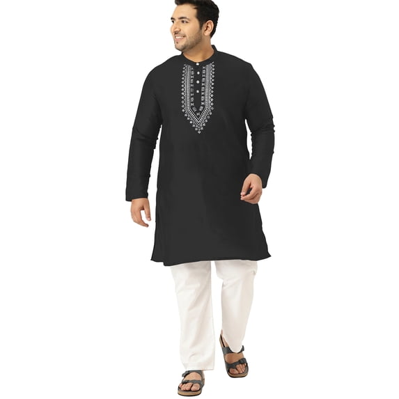 eloria Men's Art Silk Kurta Pajama Indian Traditional Suit Embroidered Casual Anniversary, Wedding, Party Dress Set, Color: Dark Grey, Plus Size: 36