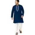 thumbnail image 1 of eloria Men's Art Silk Kurta Pajama Indian Traditional Suit Embroidered Casual Anniversary, Wedding, Party Dress Set, Color: Teal Blue, Plus Size: 44, 1 of 1