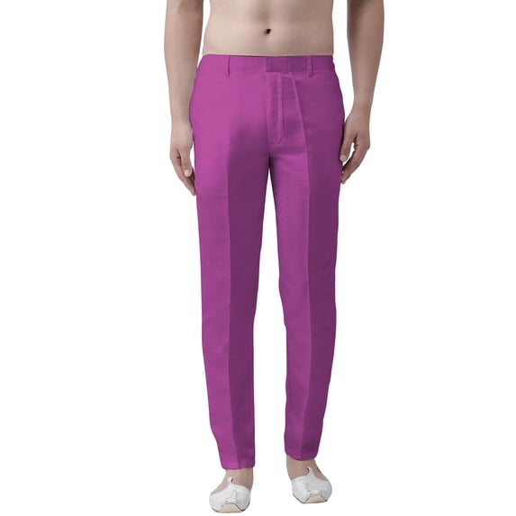 eloria Men's Premium Comfort Straight Fit Flat Front Dress Pant Pyjamas, Color: Dark Pink, Size : 34