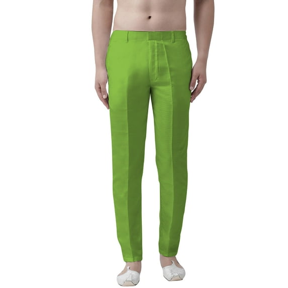 eloria Men's Premium Comfort Straight Fit Flat Front Dress Pant Pyjamas, Color: Parrot Green 1, Size : 36