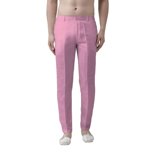 eloria Men's Premium Comfort Straight Fit Flat Front Dress Pant Pyjamas, Color: Pink, Size : 42