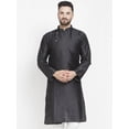 thumbnail image 1 of eloria Men's Traditional Black Thread Work Pathani Kurta, 1 of 7