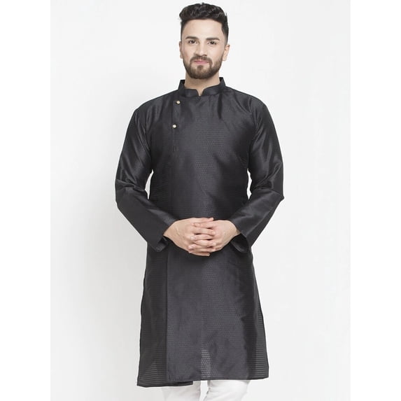 eloria Men's Traditional Black Thread Work Pathani Kurta