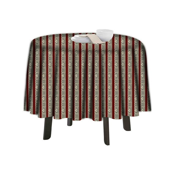 eloria Stripes Printed Round Table Cloth Resistant Washable Decorative Table Cover for Dining Table