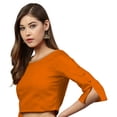 thumbnail image 1 of eloria Women Boatneck Saree Blouse 3/4 Sleeves Summer Casual Sari Top Color : Mustard 2, SIZE : 36, 1 of 1