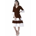 thumbnail image 1 of eloria Women Box Plated Fit and Flare Dress Party Wear Causal Midi Dress Knee Long One Piece Dress, Color: Dark Brown, Size: 3XL, 1 of 6