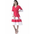 thumbnail image 1 of eloria Women Box Plated Fit and Flare Dress Party Wear Causal Midi Dress Knee Long One Piece Dress, Color: Pink, Size: L, 1 of 6