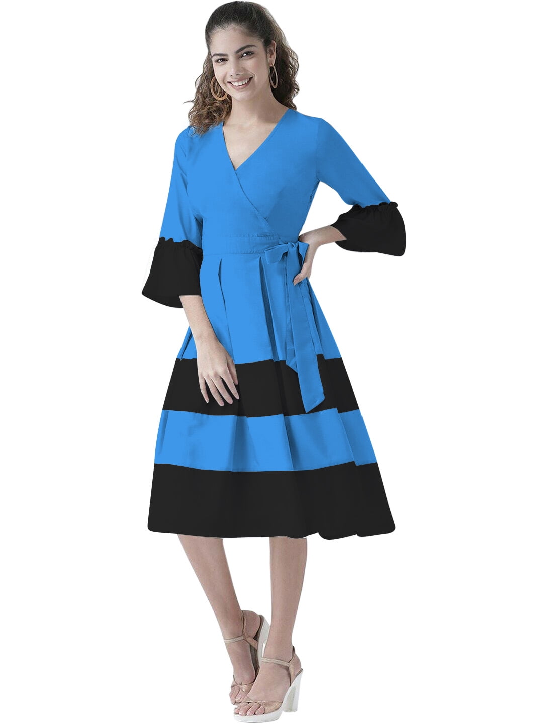 women's Party wear Knee Length Strachable Polyster Fabric One Piece Midi  Dress(Bodycon Dress) tranding