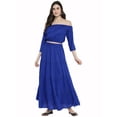 thumbnail image 1 of eloria Women Fashion Off Shoulder Flared Sleeves Maxi Dress Any Occasion, Fabric: Rayon, Color : Blue, Size : X-Large, 1 of 6