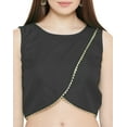 thumbnail image 1 of eloria Women Round Neck Sari Top Blouse Casual Short Sleeve With Triangle Lace, Art Silk Color : Dark Grey, SIZE : 44, 1 of 5