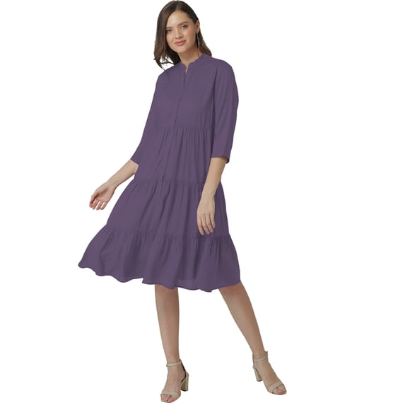 eloria Women Summer A-Line Button Down Casual Short Midi Dress Color: Flint2|Size: XL