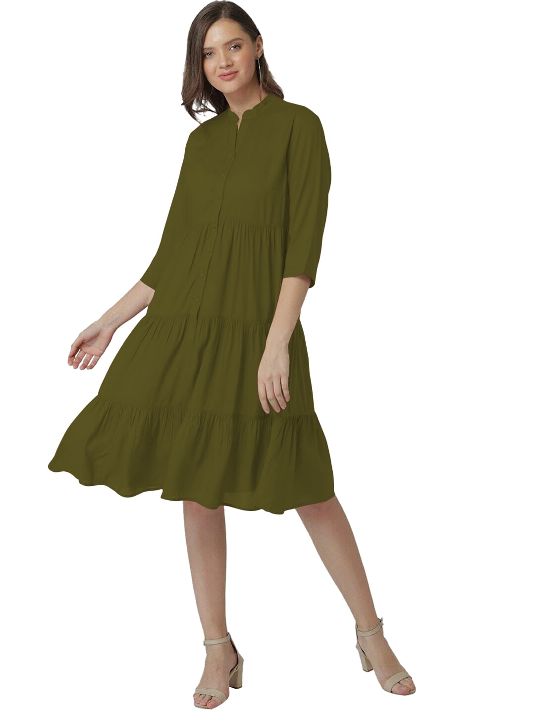 moss green midi dress Jenni Kayne Rove Dress