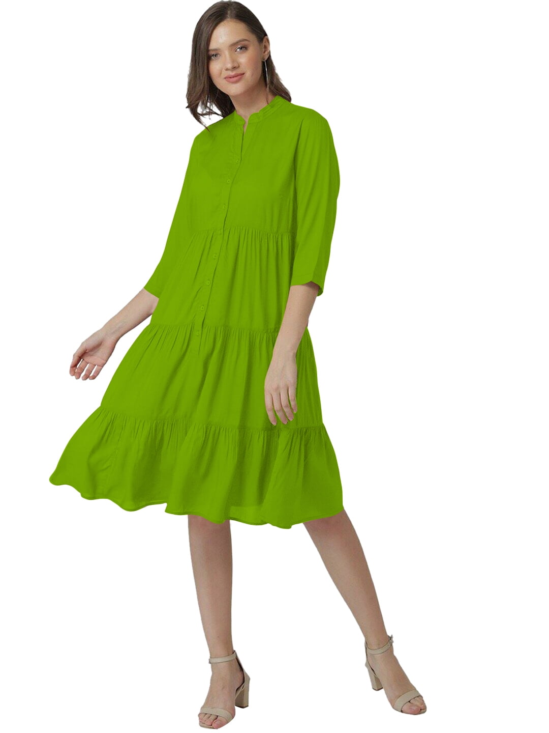 pear green color dress Green Faille Strapless A Line Midi Dress With 3D Rose