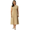 thumbnail image 1 of eloria Women Tunic Top Maxi Sleevless Round Neck Casual Dress Color : Tan Size : S, 1 of 6