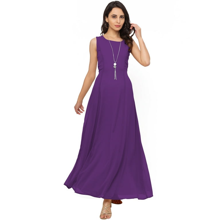 eloria Women s Ankle Length Dress Princess Cut A line Sleeve Less