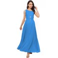 thumbnail image 1 of eloria Women's Ankle Length Dress Princess Cut A-line Sleeve Less Strip Dress Size: XL | Color: Blue, 1 of 1