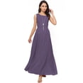 thumbnail image 1 of eloria Women's Ankle Length Dress Princess Cut A-line Sleeve Less Strip Dress Size: XL | Color: Purple, 1 of 5