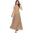 thumbnail image 1 of eloria Women's Ankle Length Dress Princess Cut A-line Sleeve Less Strip Dress Size: XS | Color: Beige, 1 of 1
