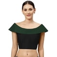 thumbnail image 1 of eloria Women's Art Silk Blouse Partywear fillers Boat Neck Sleevless Sari Top With Zipper, Color : Black & Bottle Green, 1 of 1