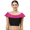 thumbnail image 1 of eloria Women's Art Silk Blouse Partywear fillers Boat Neck Sleevless Sari Top With Zipper, Color : Black & Pink, 1 of 1