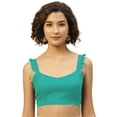 thumbnail image 1 of eloria Women's Art Silk Blouse Sweetheart Deep Neck Sleeveless Top Sari Accessories Color: Green | Size: 44, 1 of 5