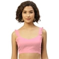 thumbnail image 1 of eloria Women's Art Silk Blouse Sweetheart Deep Neck Sleeveless Top Sari Accessories Color: Pink | Size: 44, 1 of 5