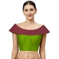 thumbnail image 1 of eloria Women's Art Silk Boat Neck Sleevless Partywear Filler Blouse Top, Color : Parrot Green & Red, 1 of 6