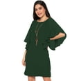 thumbnail image 1 of eloria Women's Asymmetric Sleeve Dress Boat Neck Midi Summer Dress Size: 3XL | Color: Bottle Green, 1 of 1