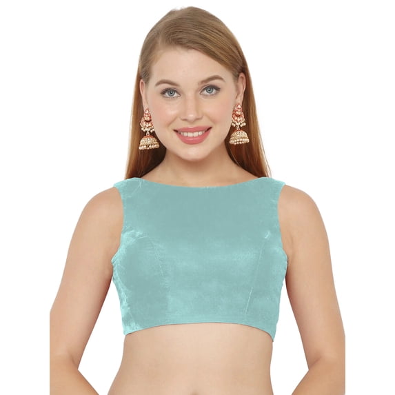 eloria Women's Blouse Tie Up And Backless Top Color: Light Sea Blue | Size: 44