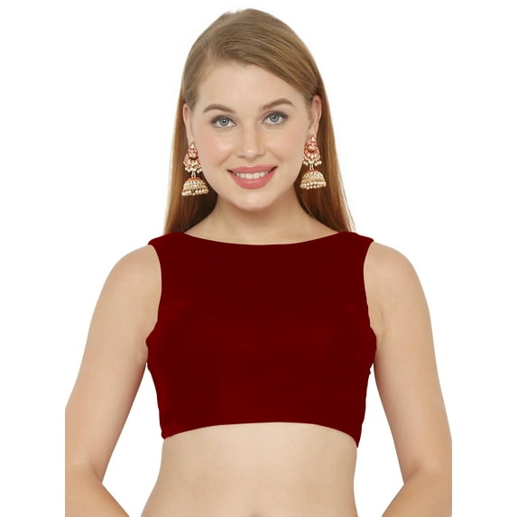 eloria Women's Blouse Tie Up And Backless Top Color: Maroon | Size: 34
