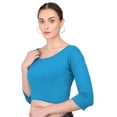 thumbnail image 1 of eloria Women's Cotton Scoop Neck Full Sleeve Tank Crop Tops Bustier Bra Vest Crop Top Bralette Readymade Saree Blouse for Women, 1 of 5