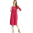 thumbnail image 1 of eloria Women's Fashion Round Neck Neck Design Indian Stylish Solid Kurti Dress, 1 of 5
