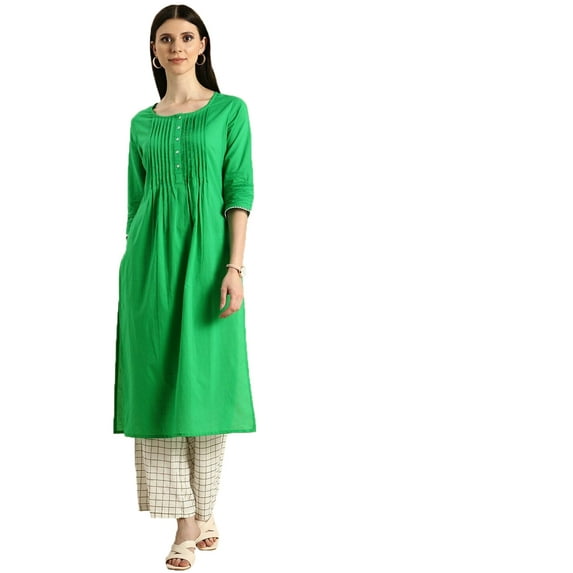 eloria Women's Fashion Round Neck Neck Design Indian Stylish Solid Kurti Dress