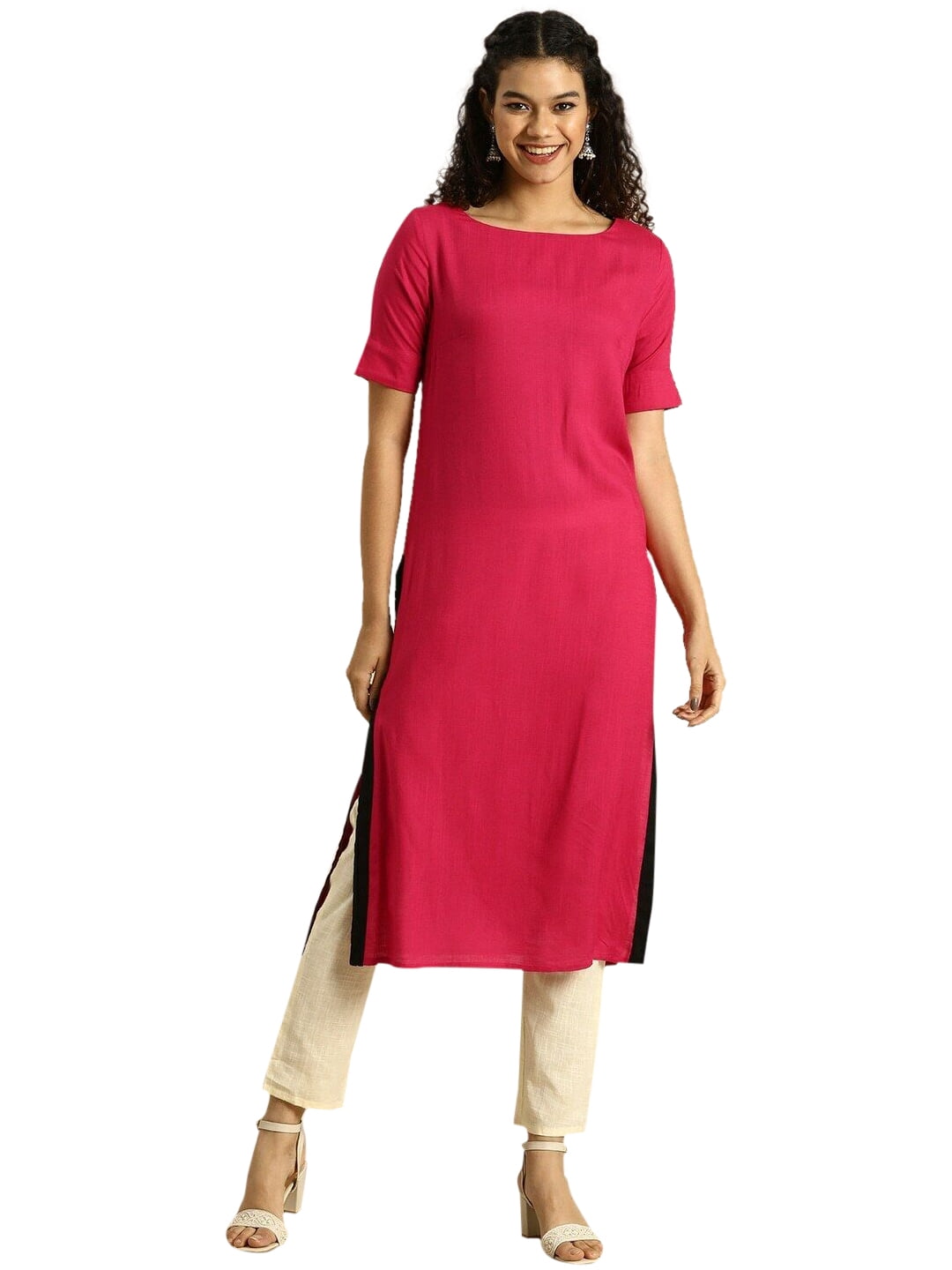 Boat Neck Kurti with Buttoned Sleeve I IREA Life